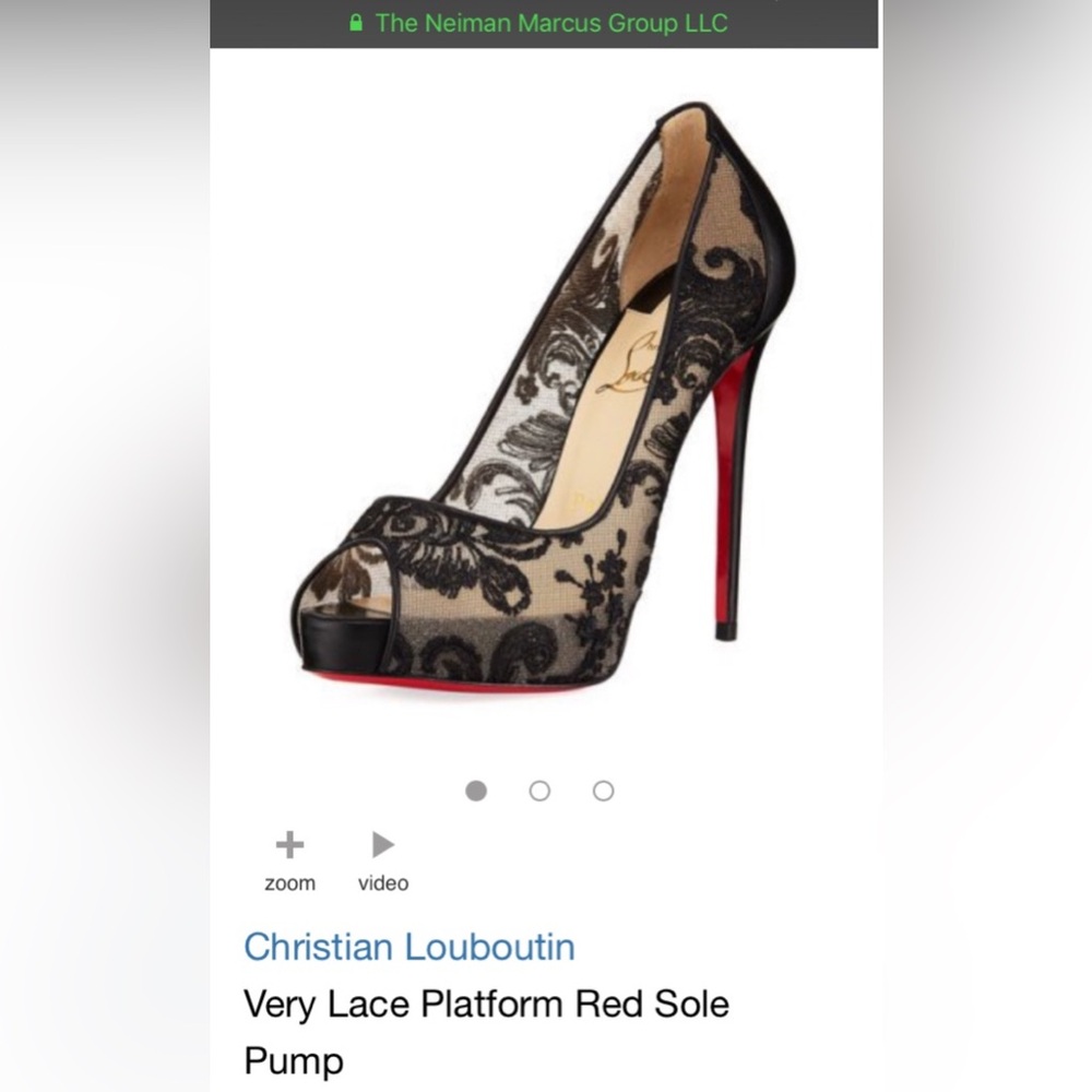 Christian Louboutin Black Lace Peep-Toe Heels - Picture 11 of 11